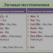 Местоимения Французский Язык