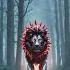 Glowing Red Lion Charges Mesmerizing Forest Encounter