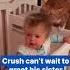 Adorable Cat Waits By The Door For Baby Sister To Wake Up
