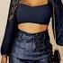 Trendy Black Crop Top And Mini Skirt Outfit Summer Style