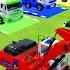 TRANSPORTING COLORFUL POLIMIX MIXER TRUCK KOMATSU EXCAVATOR TO GARAGE WITH FLATBED TRAILER TRUCK