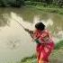 Beautiful Lady Fisherman Catching Catfishing In Village Big Pond Bass Fish Villagelife Fishing