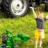 Baling Hay With Kids Power Wheel Tractor Real Tractor To Feed Horse On Farm Educational Kid Crew