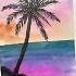 Simple Palm Tree Silhouette In Watercolor