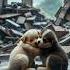 Two Furry Puppies Hugging And Crying
