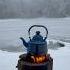 Buzul Gölde Kütük Ocakta Çay Tea On A Wood Stove On A Glacial Lake