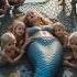 Mermaid With Baby Girls Trapped In A Fishing Net Mermaid Babygirl Shorts Mermaidfins Skysharks