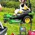 Mowing Lawn With Kids And Real Zero Turn Mower Push Lawnmower Weed Whacker Educational Kid Crew