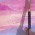 Bicycle With Flower Basket Beautiful Evening Sky Painting
