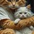 Orange Cat Trapped In The Rain In A Cardboard Box With Her Cute White Kitten