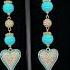Gold CZ Heart Earrings With Beads